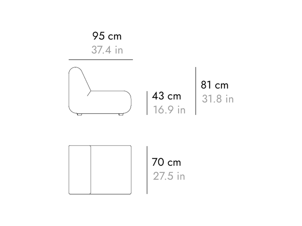 Punt Gin Sofa, technical drawing
