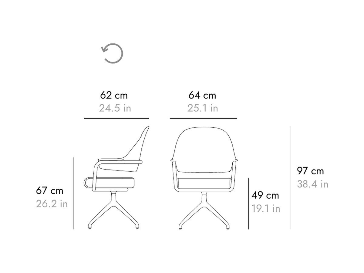 Punt Hidalgo Chair, technical drawing