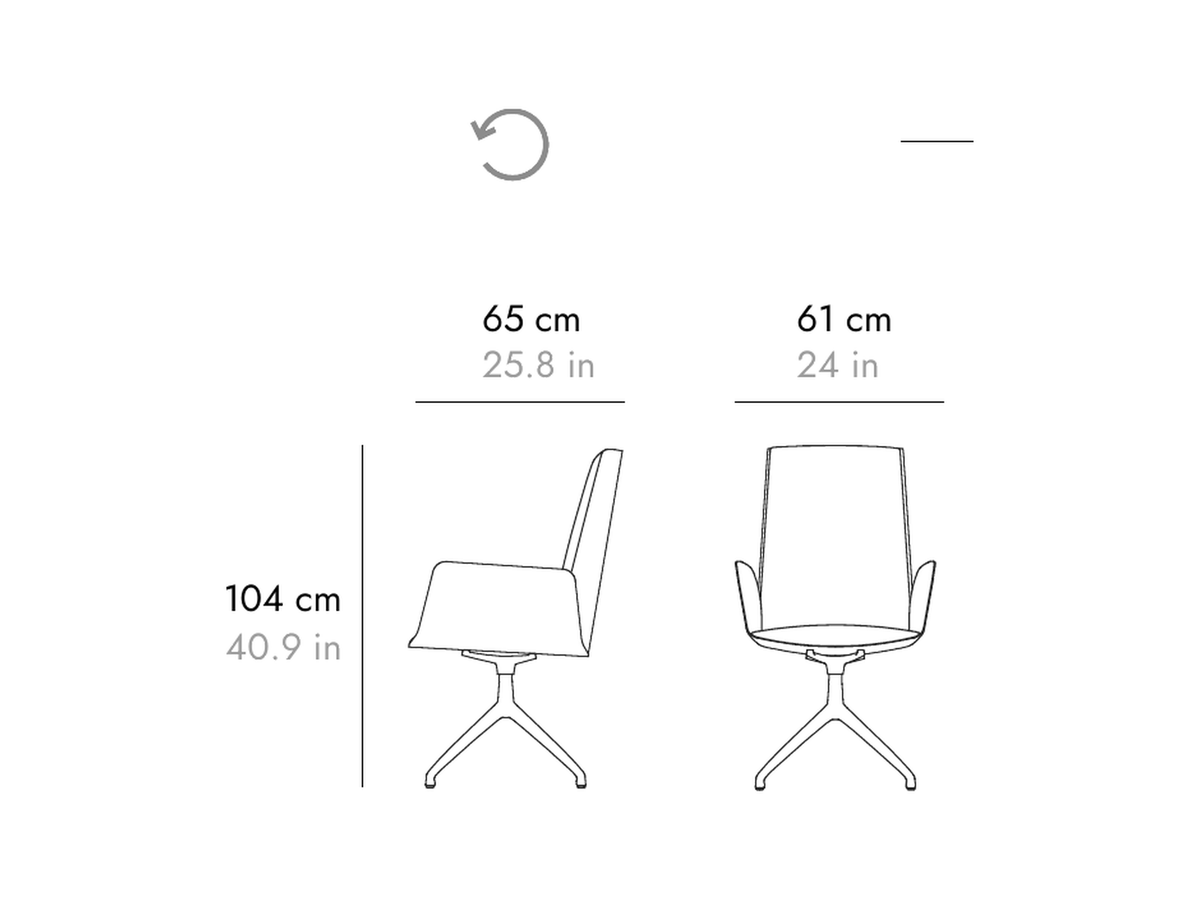 Punt Hug Executive Medium Back Chair, technical drawing