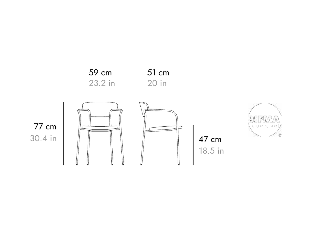 Punt Pecan Chair, technical drawing