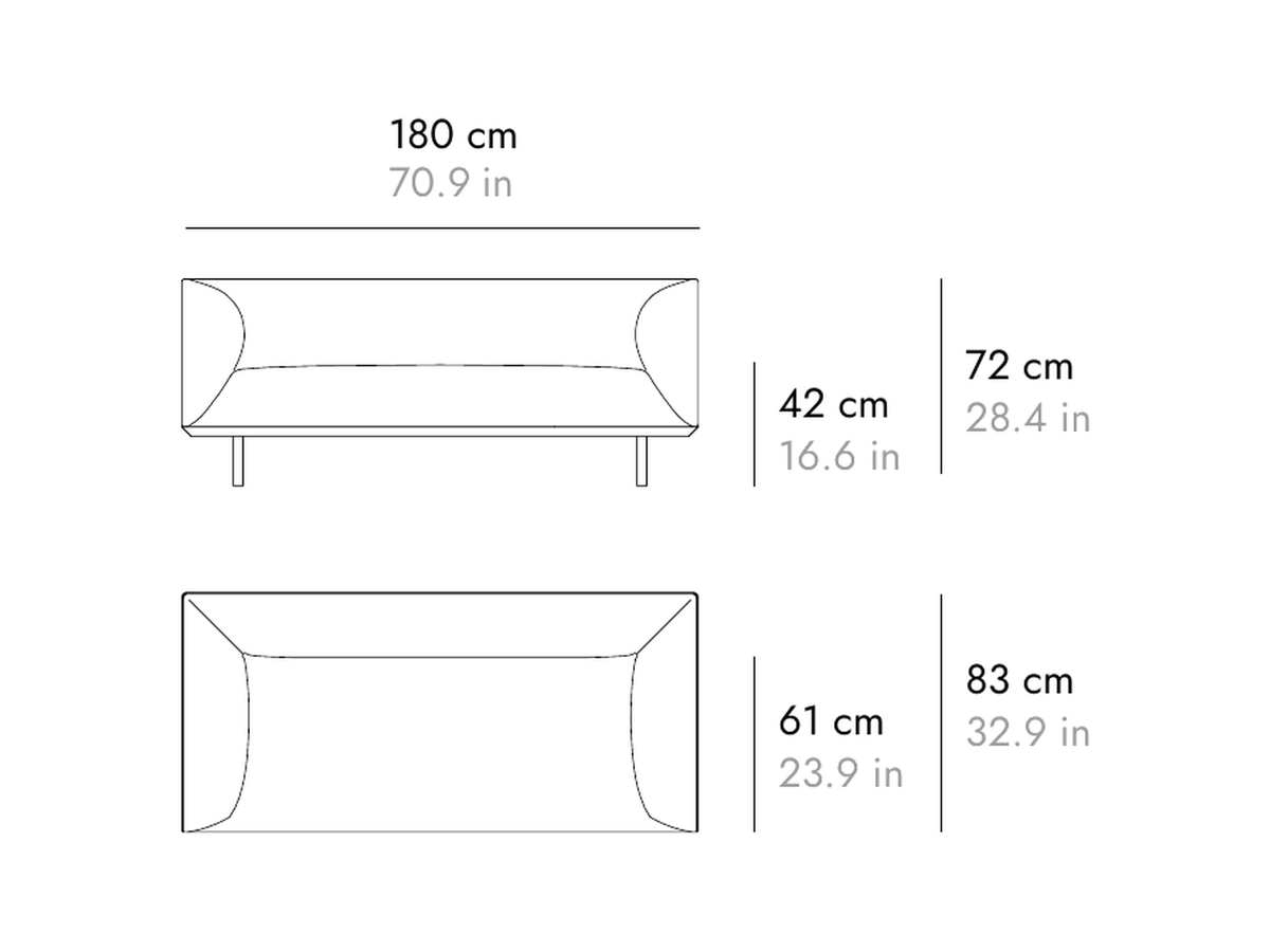 Punt Porte Sofa, technical drawing