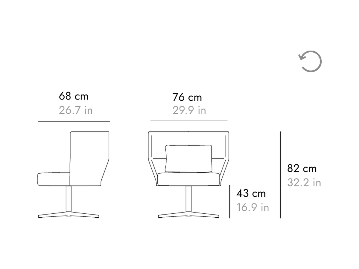 Punt Sena Armchair, technical drawing