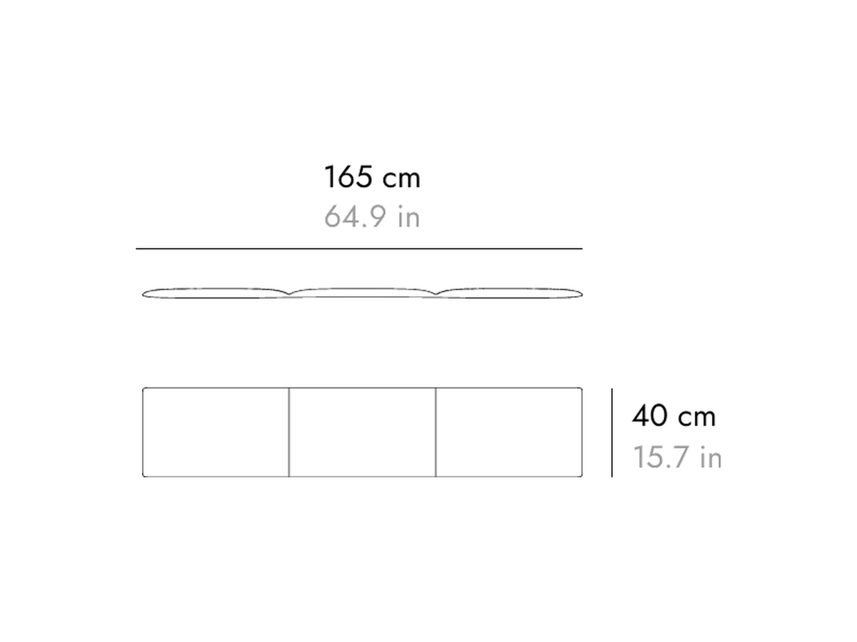 Punt Velasca Bench Seat Cushion, technical drawing