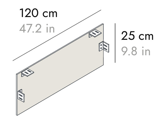 Punt Stockholm Executive Desk Modesty Panel, technical drawing