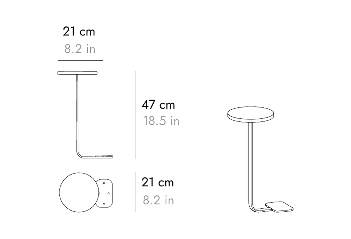 Punt Gin Side Table, technical drawing