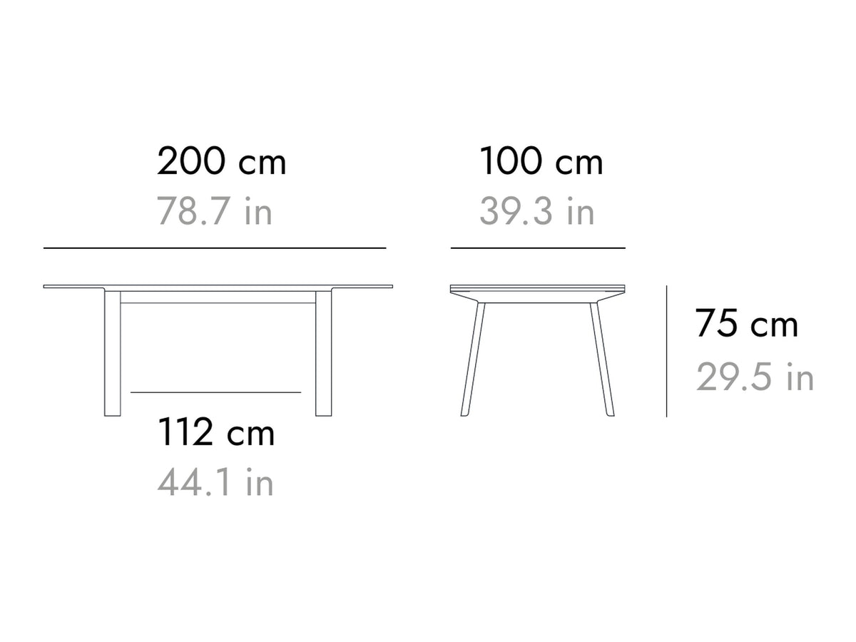 Punt Mitis Dining Table, technical drawing