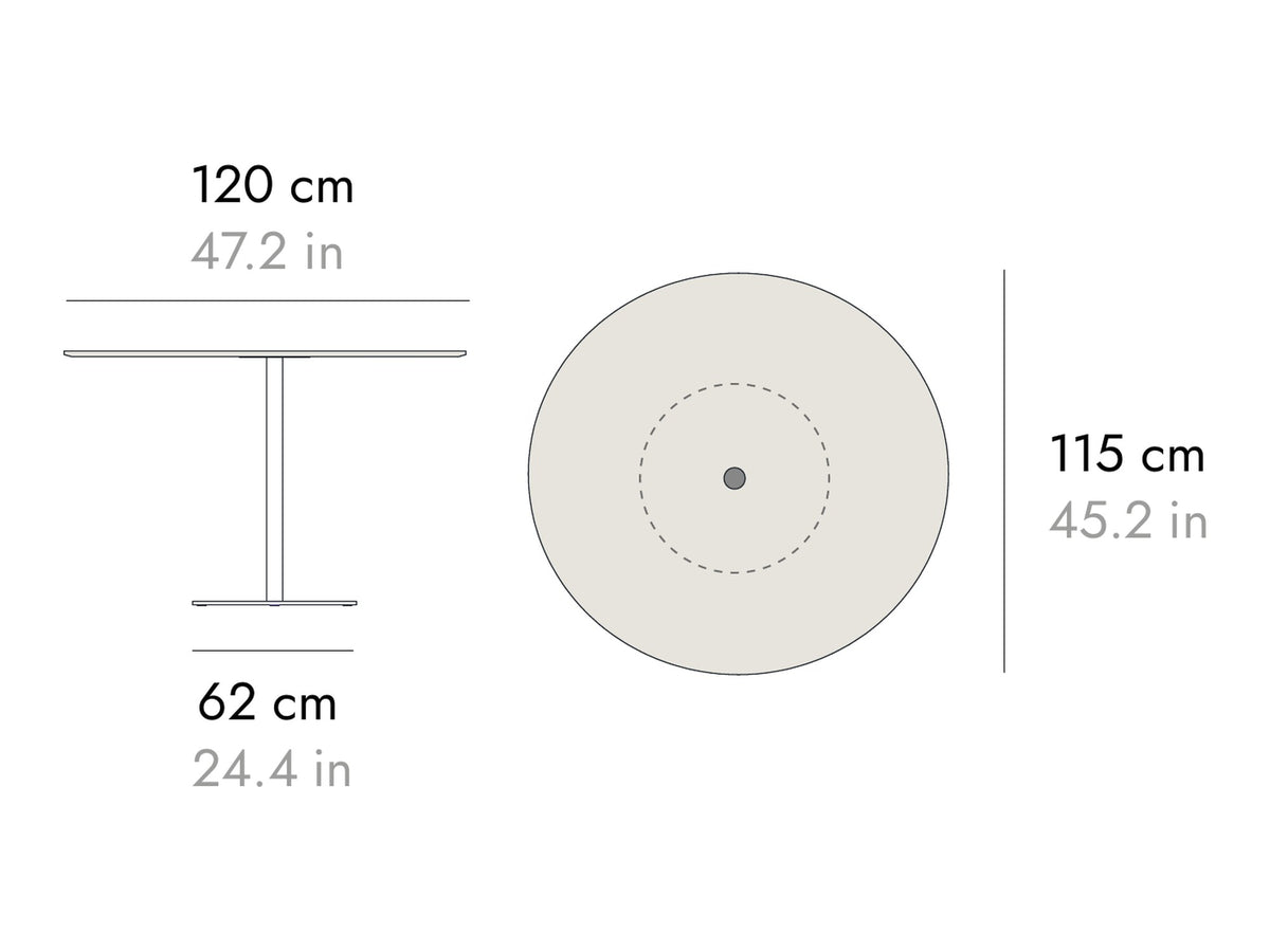 Punt Núcleo Table, technical drawing