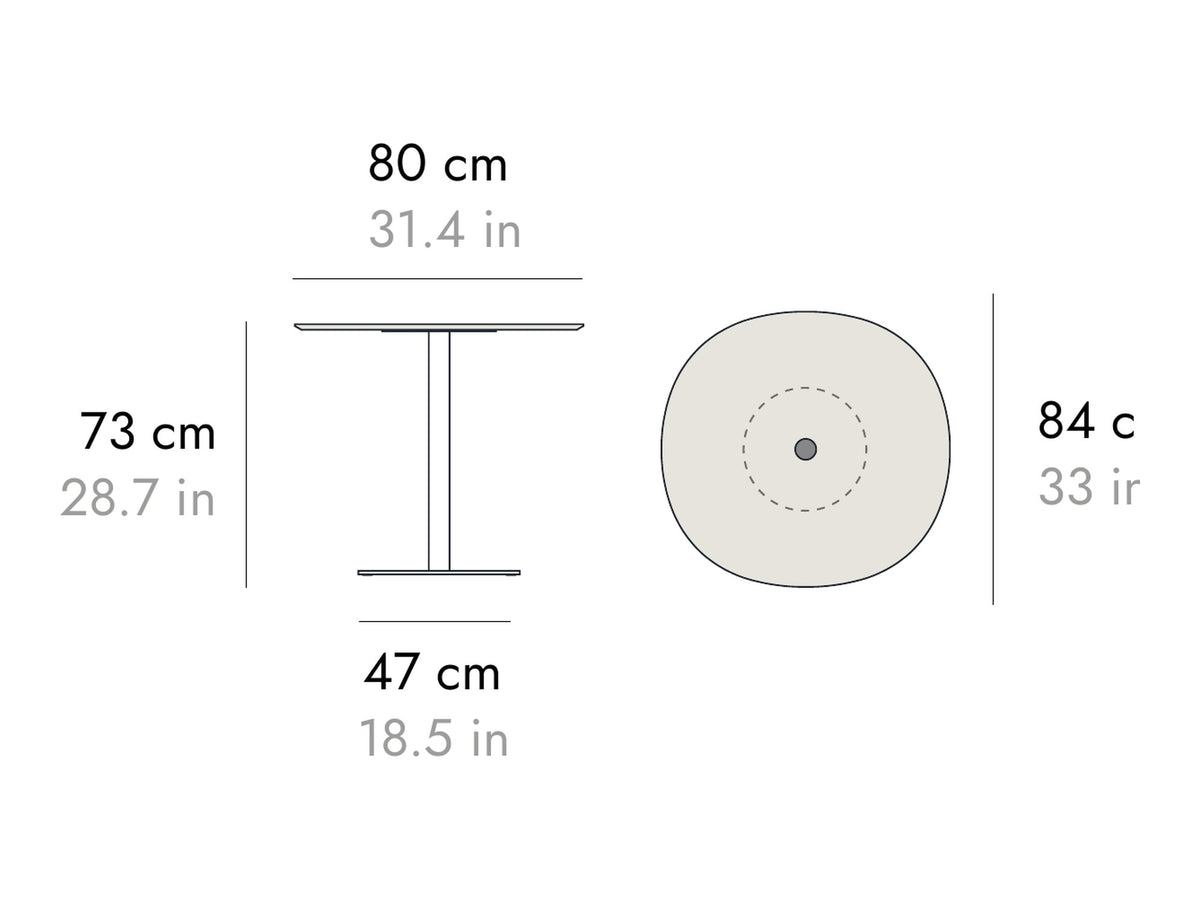 Punt Núcleo Table, technical drawing