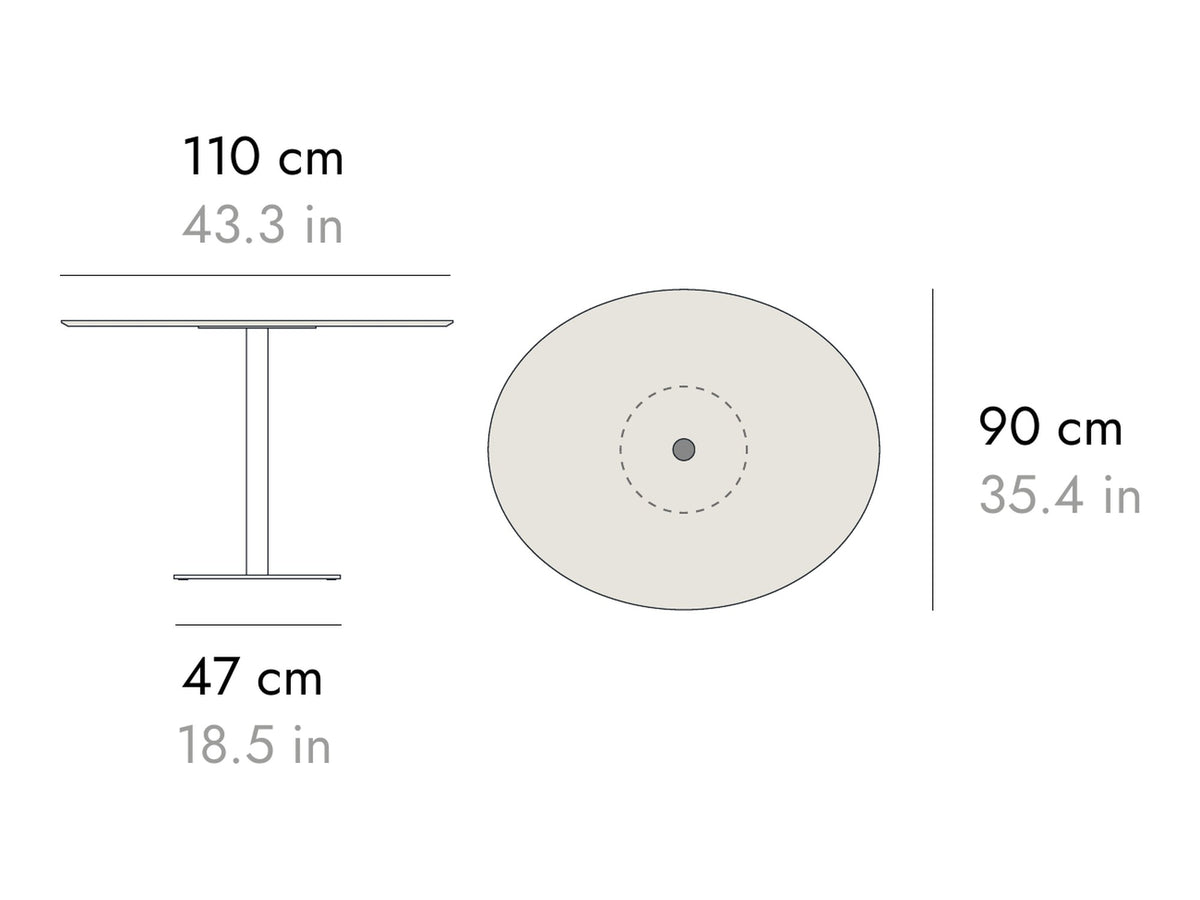 Punt Núcleo Table, technical drawing