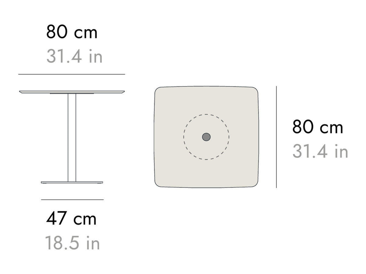 Punt Núcleo Table, technical drawing