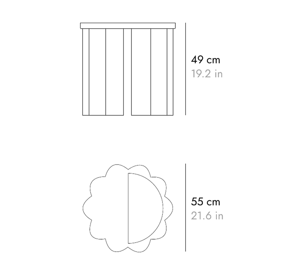 Punt Nuvol Low Table, technical drawing