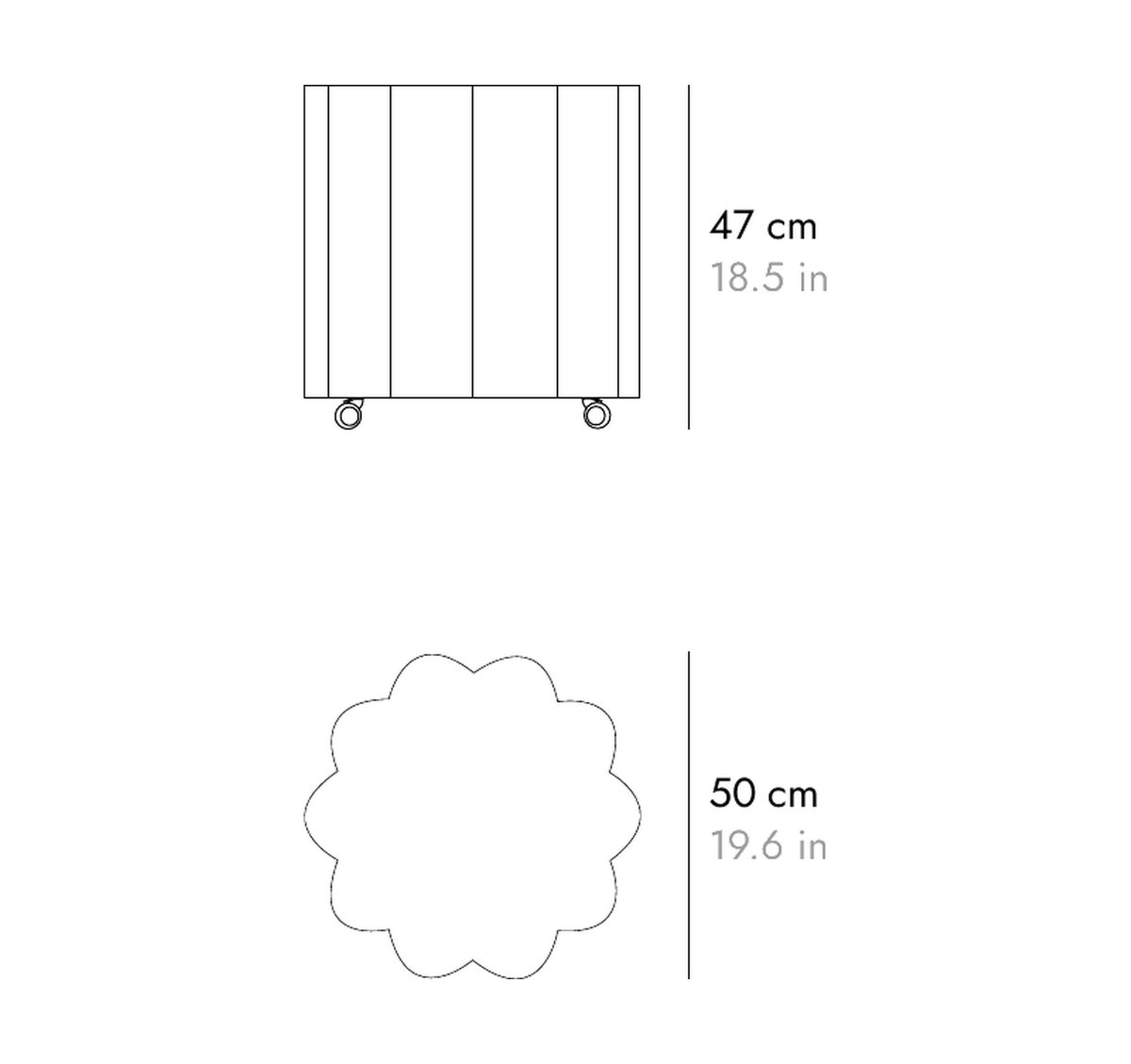Punt Nuvol Stool, technical drawing
