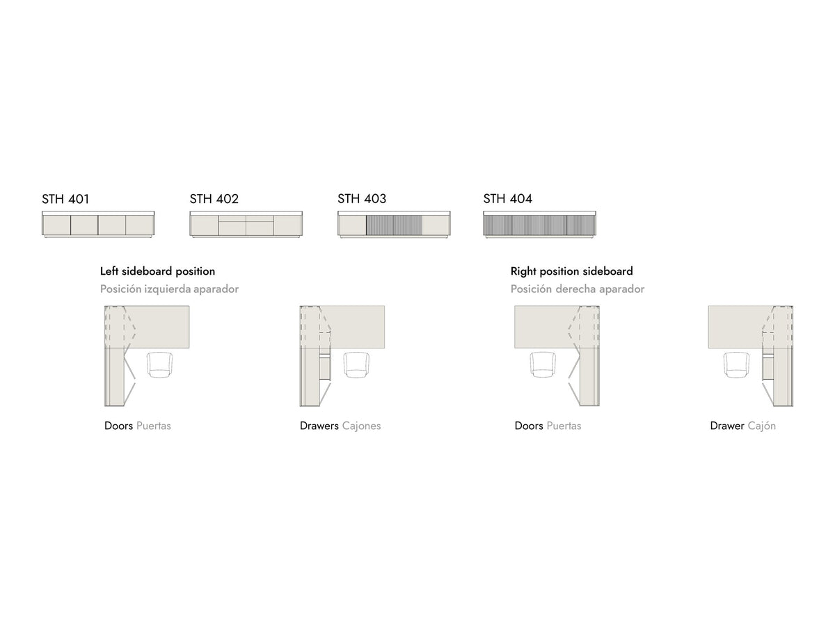 Punt Stockholm Executive Desk 4 Modules Walnut, technical drawing