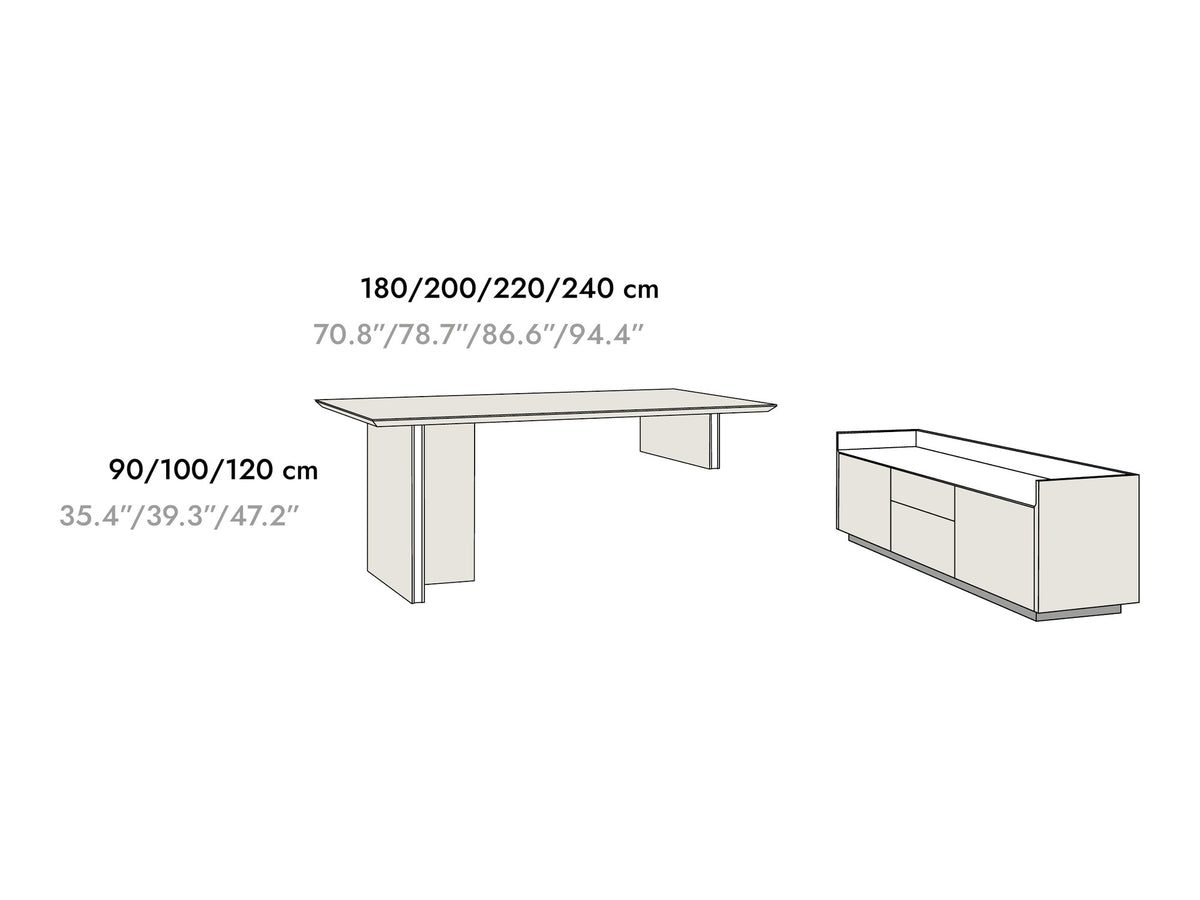 Punt Stockholm Executive Desk 5 Modules Walnut, technical drawing