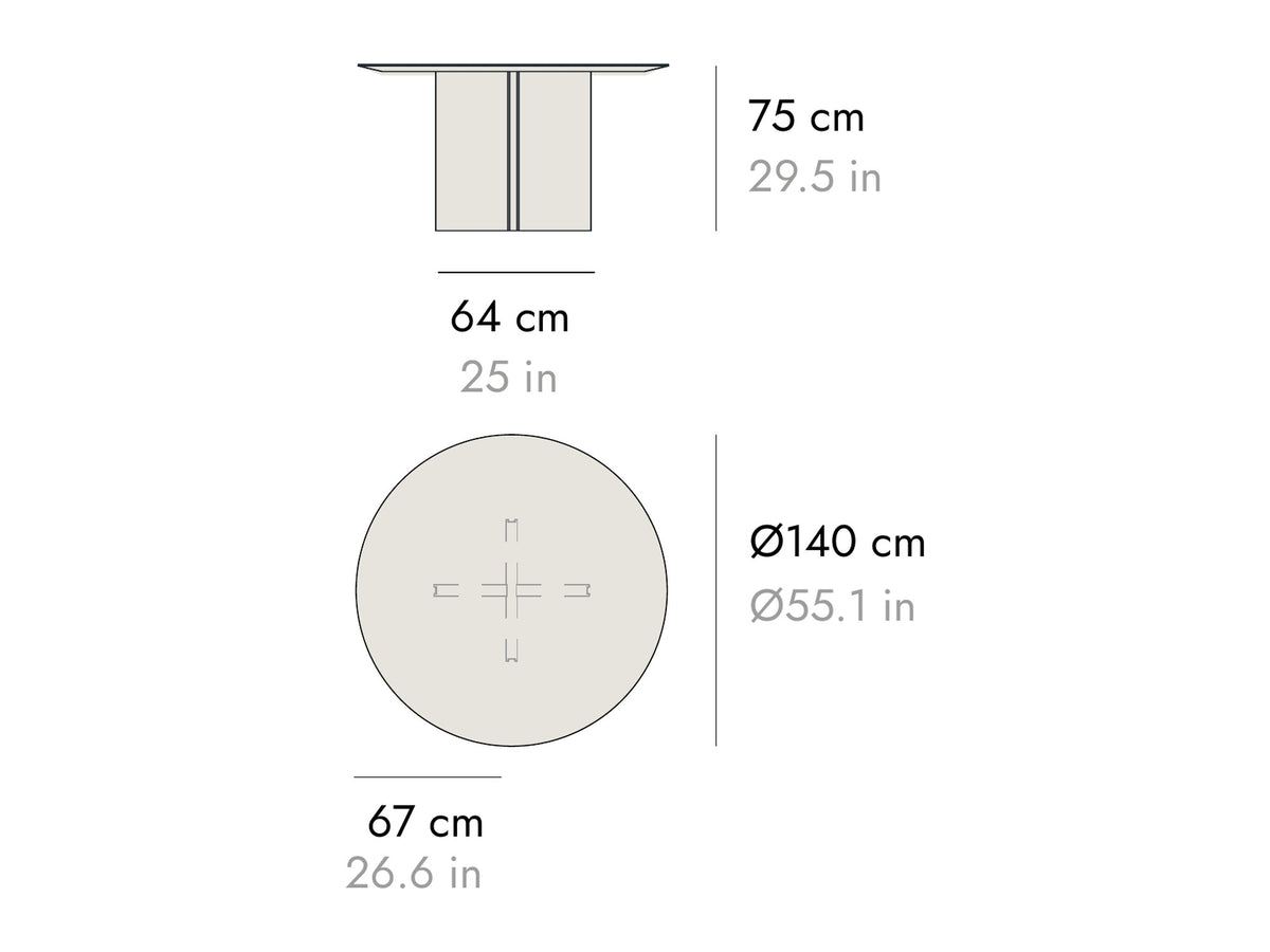 Punt Stockholm Dining Table, technical drawing