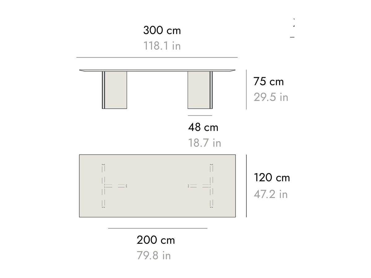 Punt Stockholm Dining Table, technical drawing