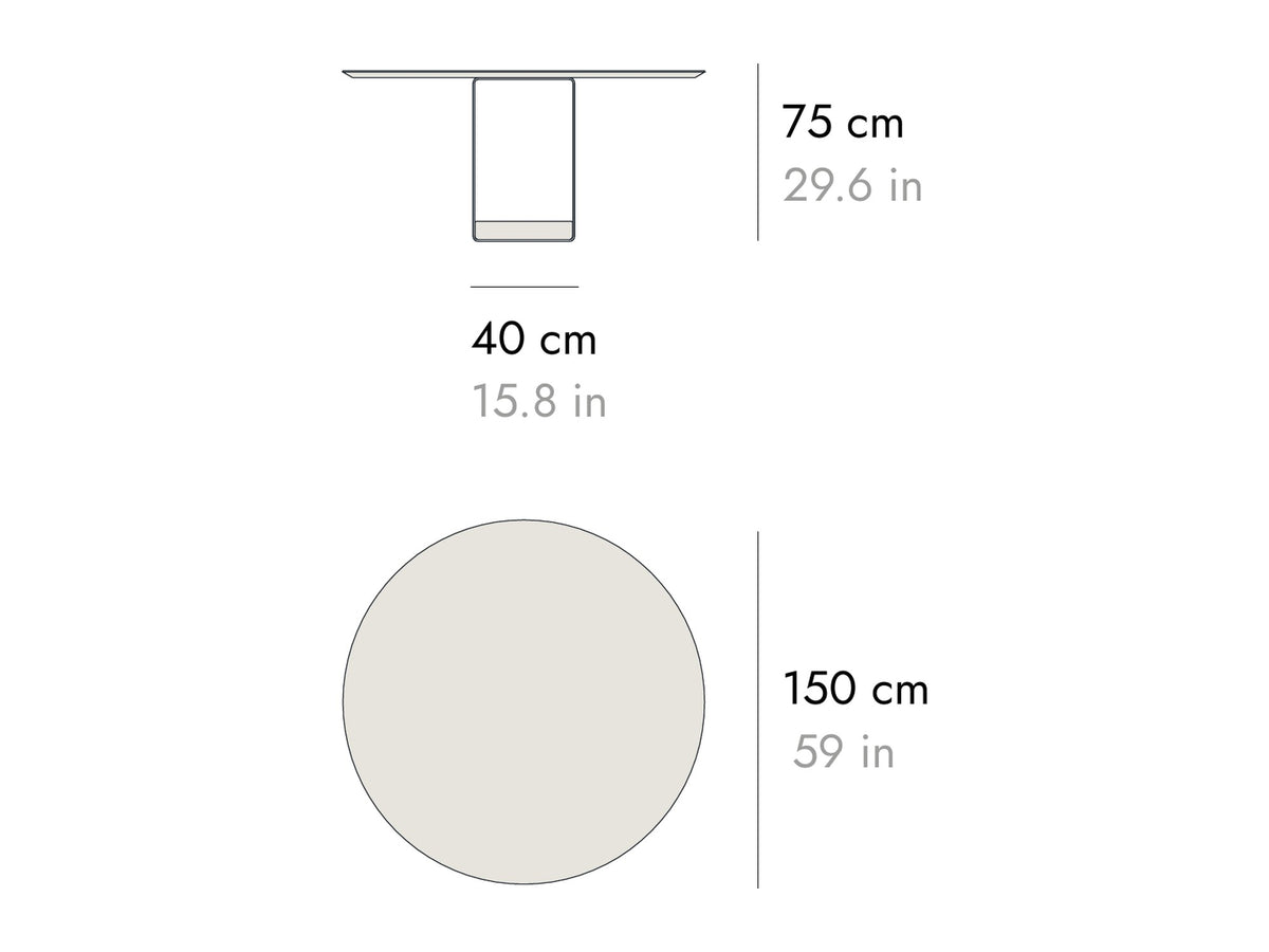 Punt Vacía Dining Table, technical drawing