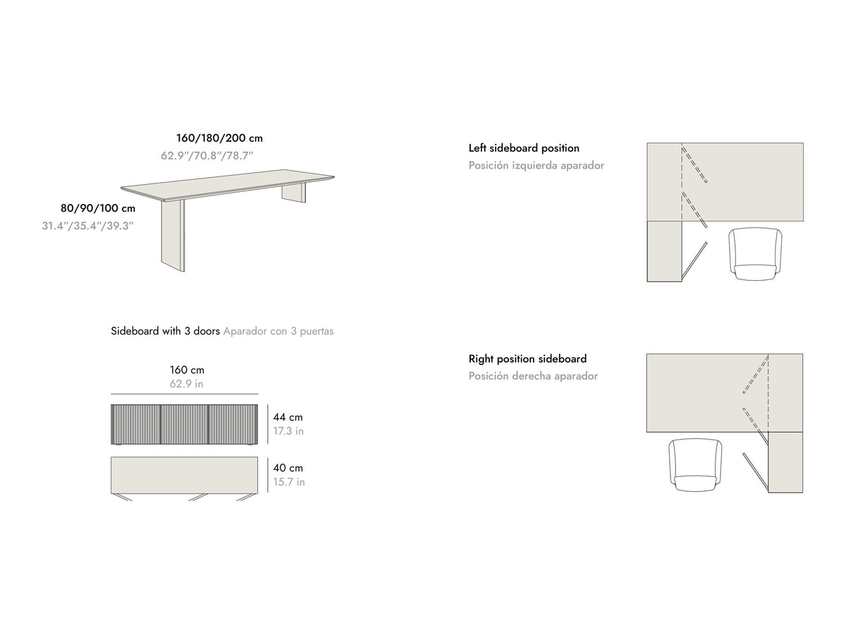 Punt Velasca Executive Desk, technical drawing