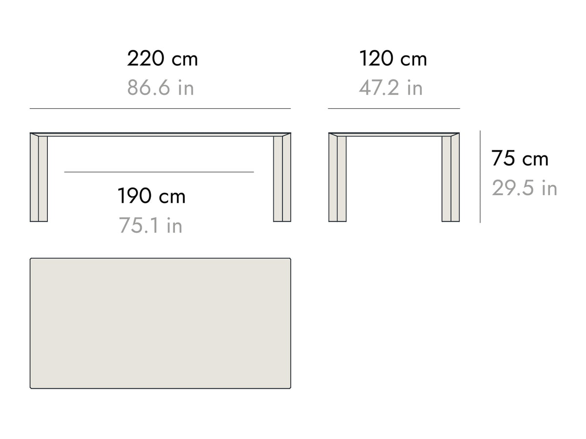 Punt Velasca Dining Table, technical drawing