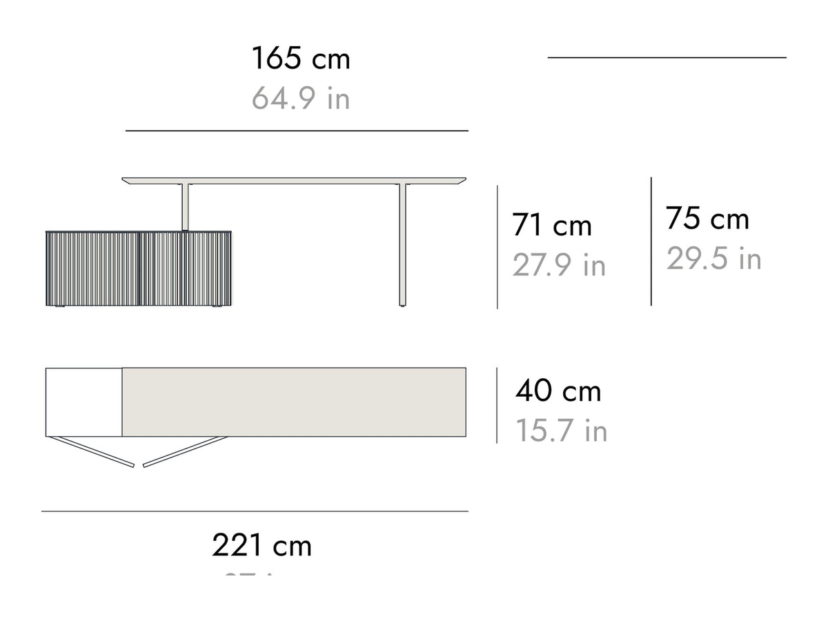 Punt Velasca Desk, technical drawing