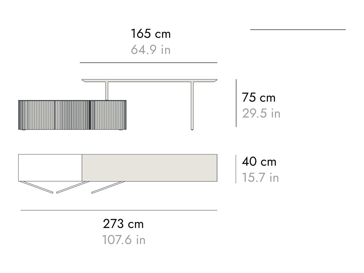 Punt Velasca Desk, technical drawing