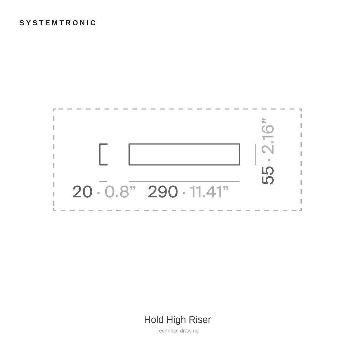 Systemtronic Hold High Riser, technical drawing