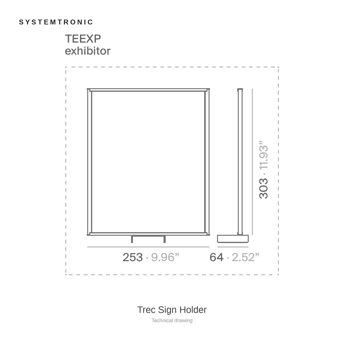 Systemtronic Trec Sign Holder, technical drawing