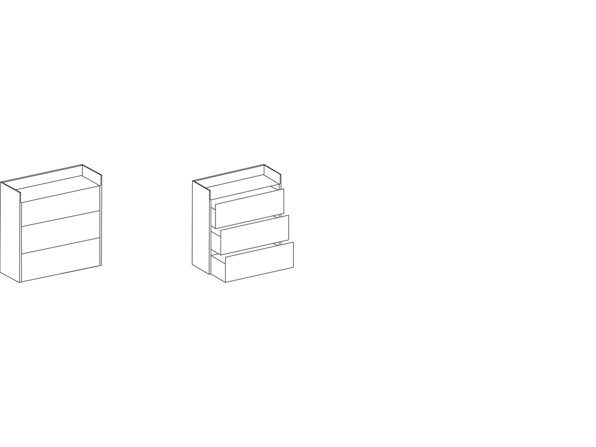 Punt Stockholm Chest of Drawers, technical drawing