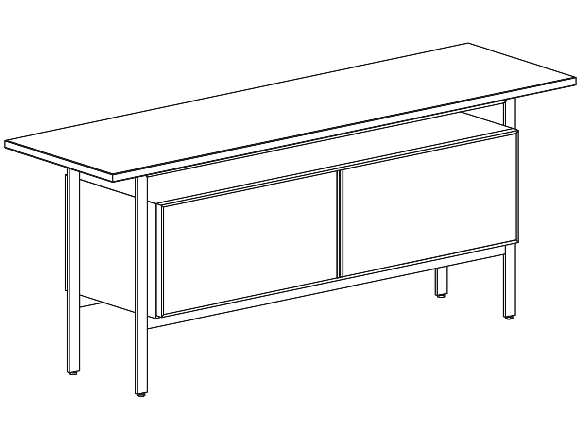 Punt Chicago Sideboard with Glass Doors, technical drawing