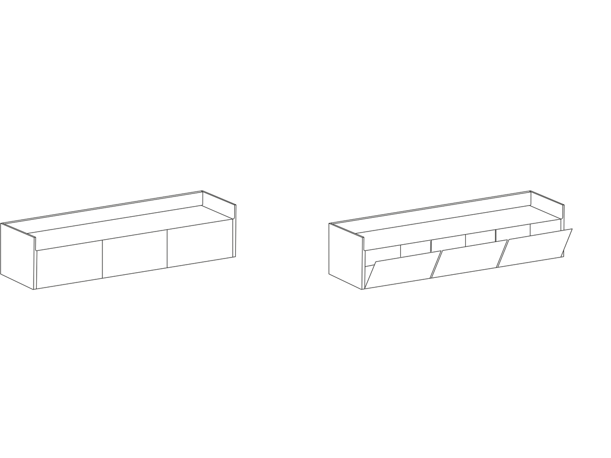 Punt Stockholm Slim Sideboard, technical drawing