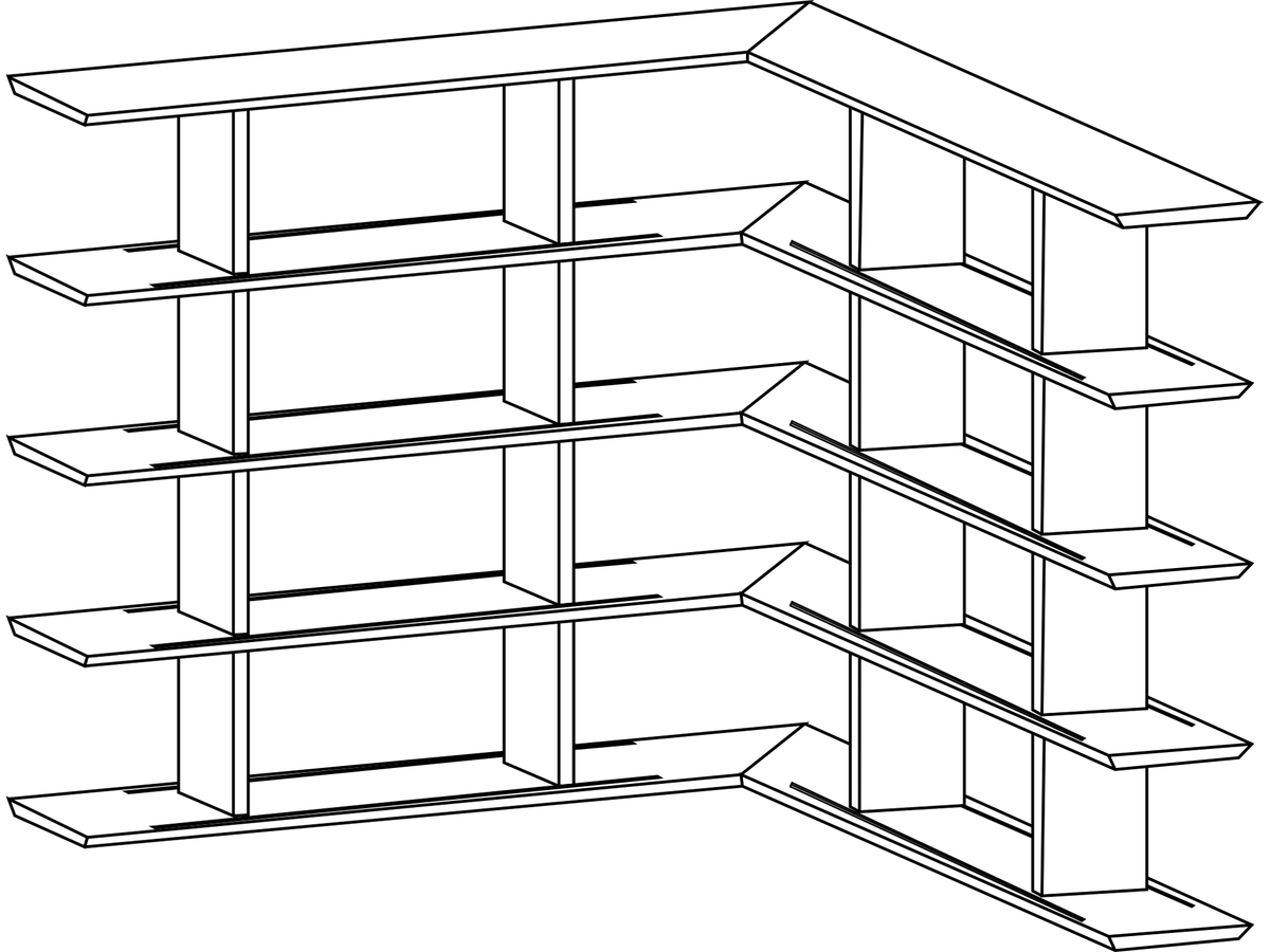 Punt Stockholm Corner Bookshelf, technical drawing
