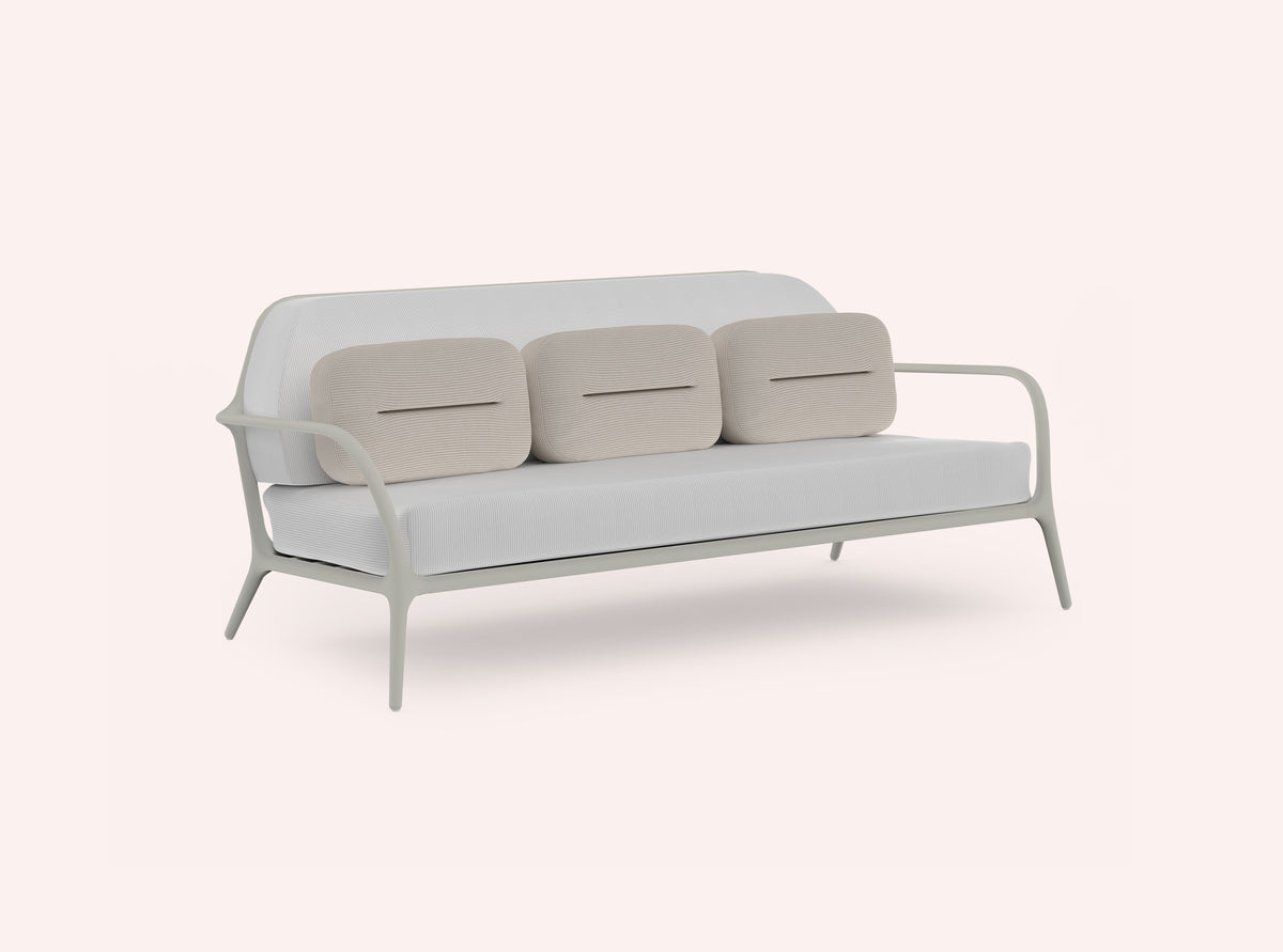 Diabla Xaloc 3 Seat Sofa, Agate grey frame, Tulum White mat