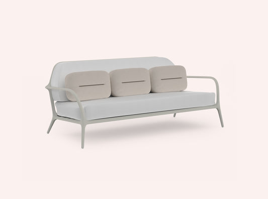 Diabla Xaloc 3 Seat Sofa, Agate grey frame, Tulum White mat